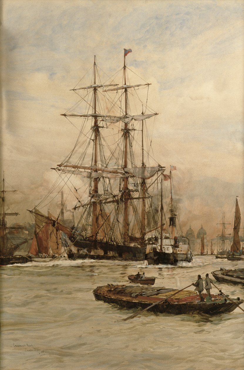 Na Temži pod Greenwichem, kolem roku 1905 od Charles Edward Dixon