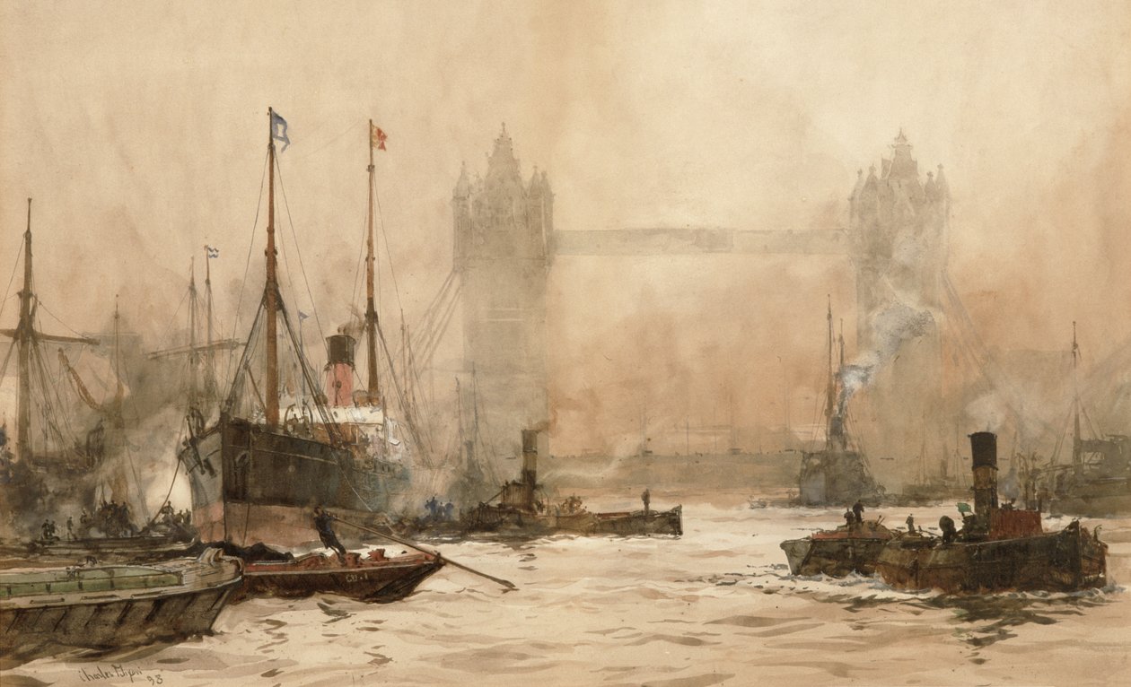 Tower Bridge z Cherry Garden Pier, kolem roku 1900 od Charles Edward Dixon