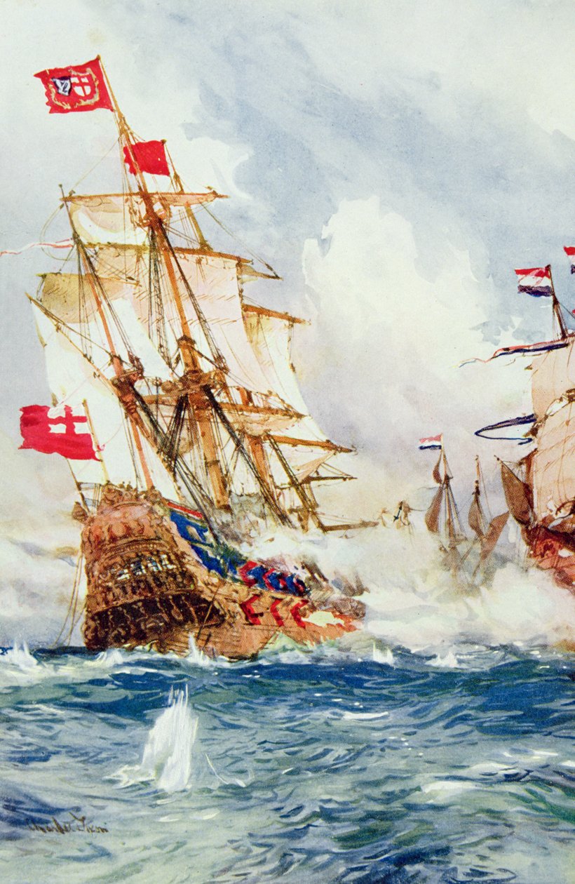 Když Blake zametl moře: Bitva mezi admirálem Blakem (1599-1657) a Van Trompem (1598-1653), ilustrace z 