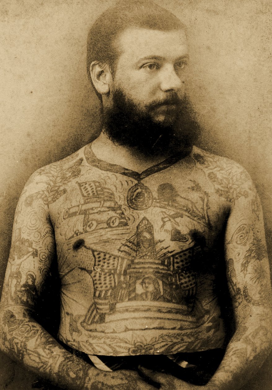Portrét potetovaného muže, kolem roku 1900 od Charles Eisenmann