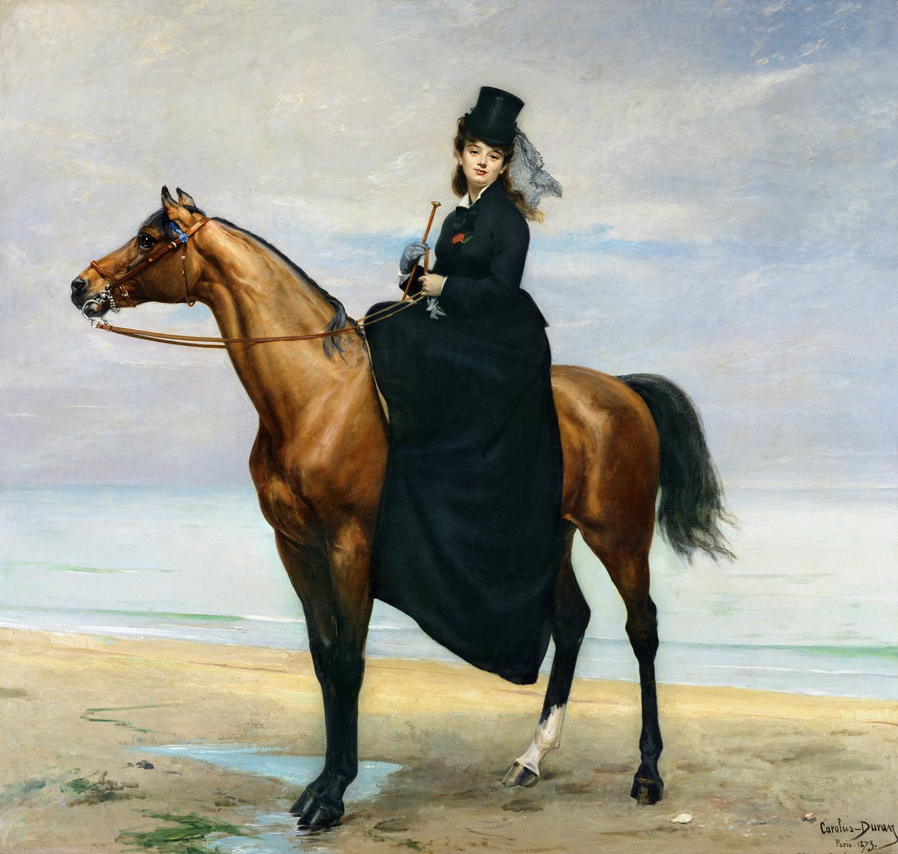 Jezdecký portrét mademoiselle Croizette, 1873 od Charles Emile Auguste Carolus Duran