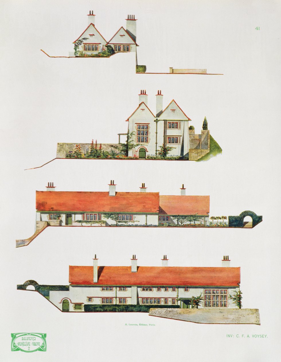 Návrh malého venkovského domu, počátek 20. století od Charles Francis Annesley Voysey