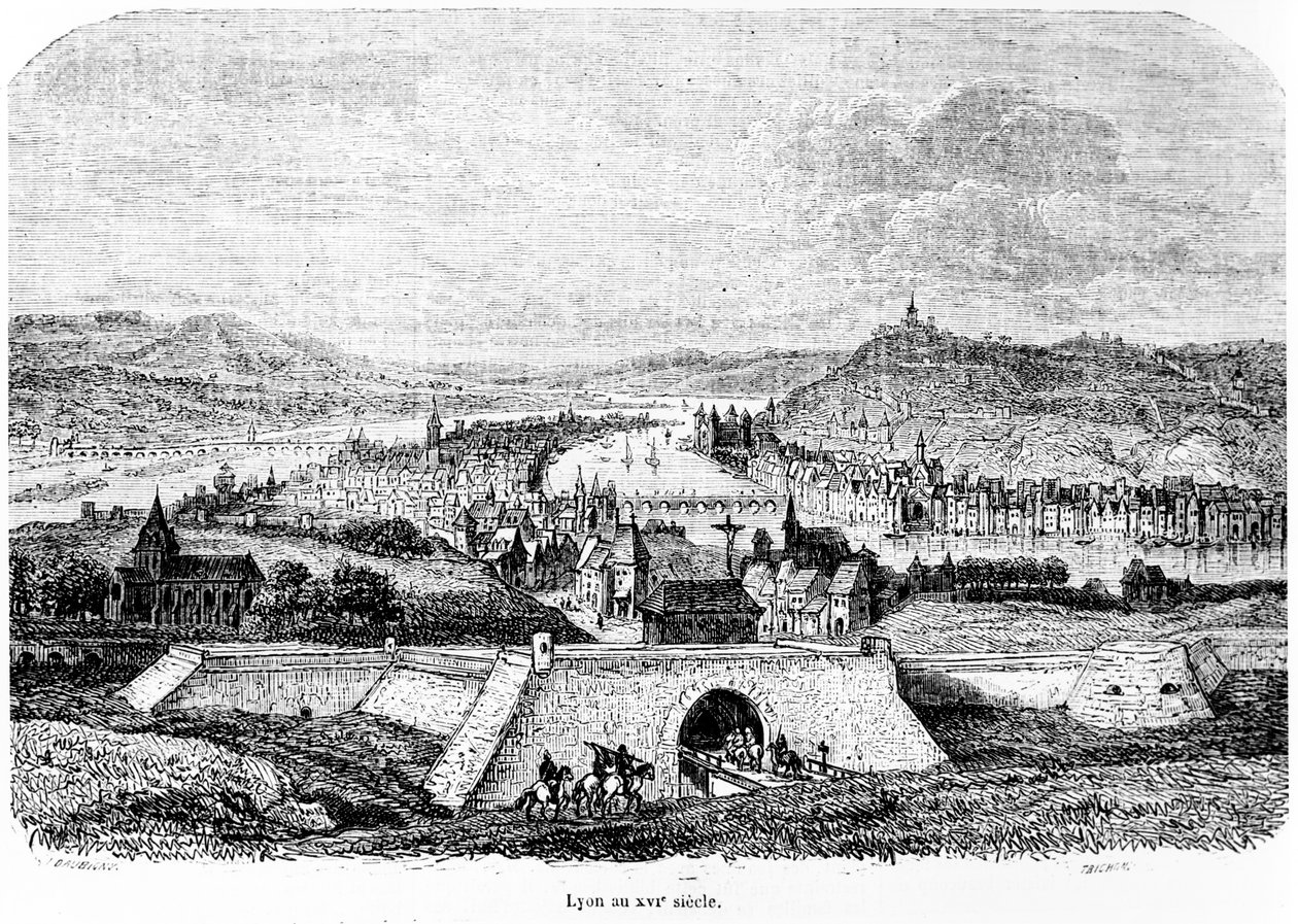 Lyon v 16. století, 1856 od Charles Francois Daubigny