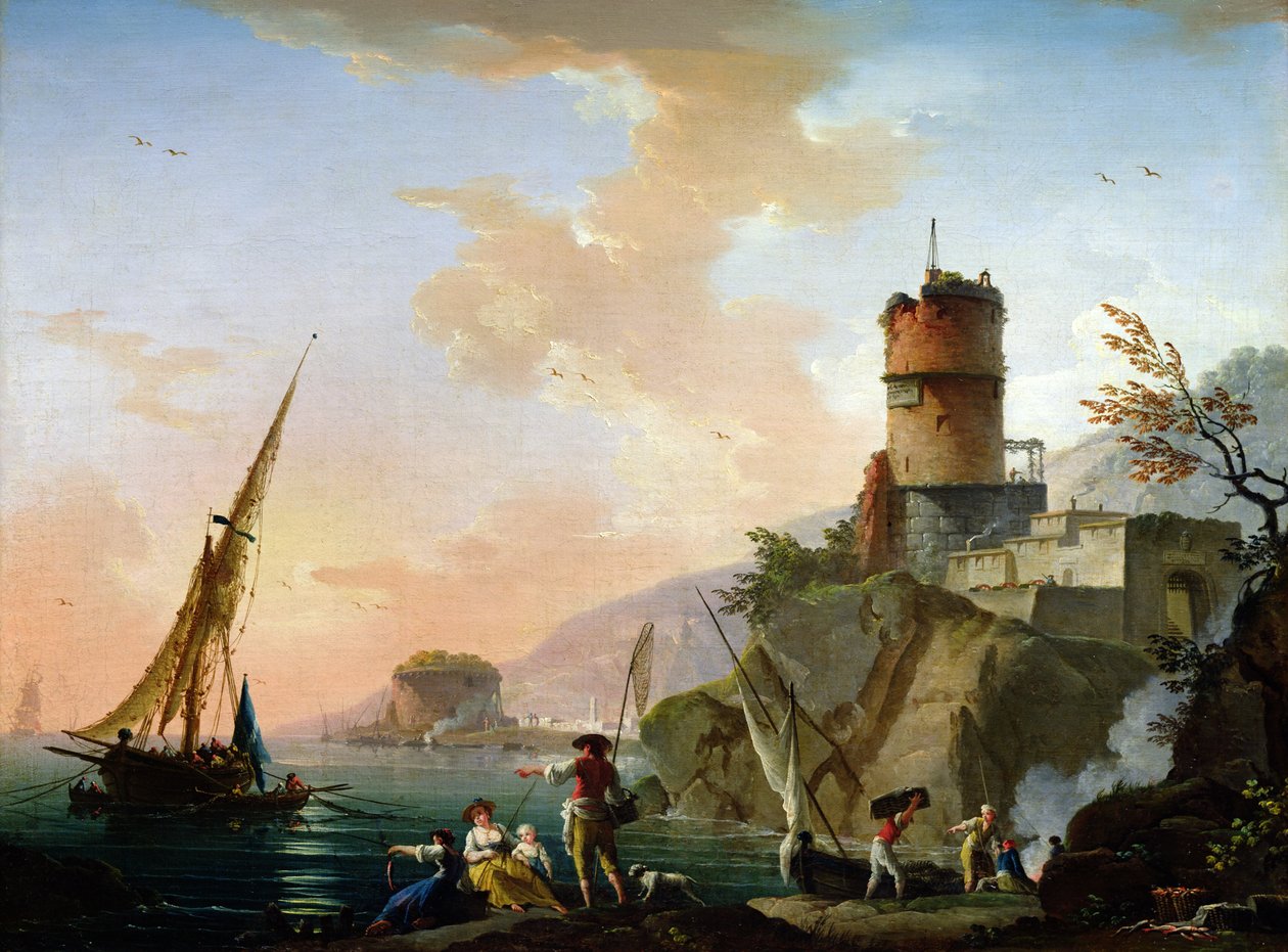 Pohled na středomořský přístav od Charles Francois Lacroix de Marseille