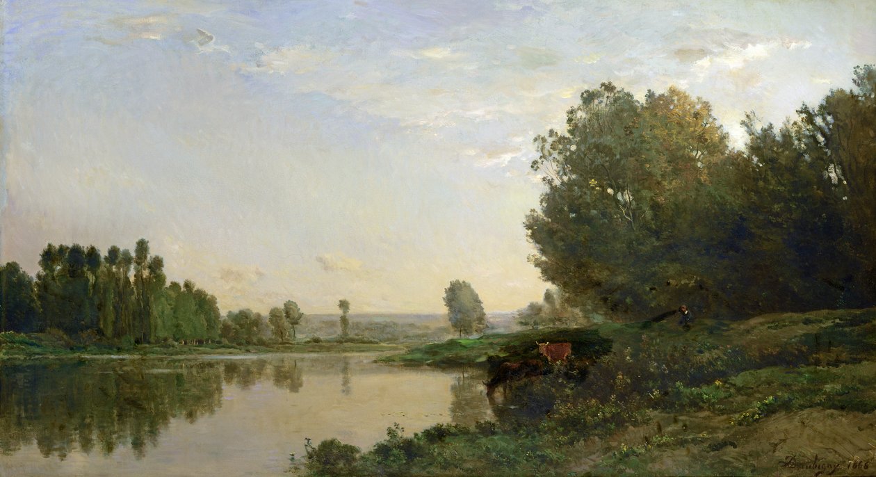 The Banks of the Oise, ráno, 1866 od Charles Francois Daubigny