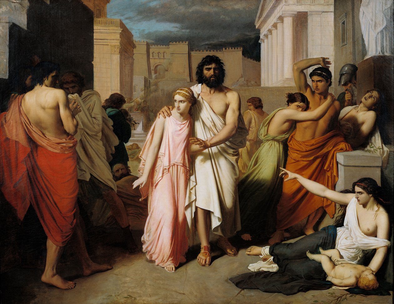 Oidipus a Antigona aneb Thebský mor od Charles François Jalabert