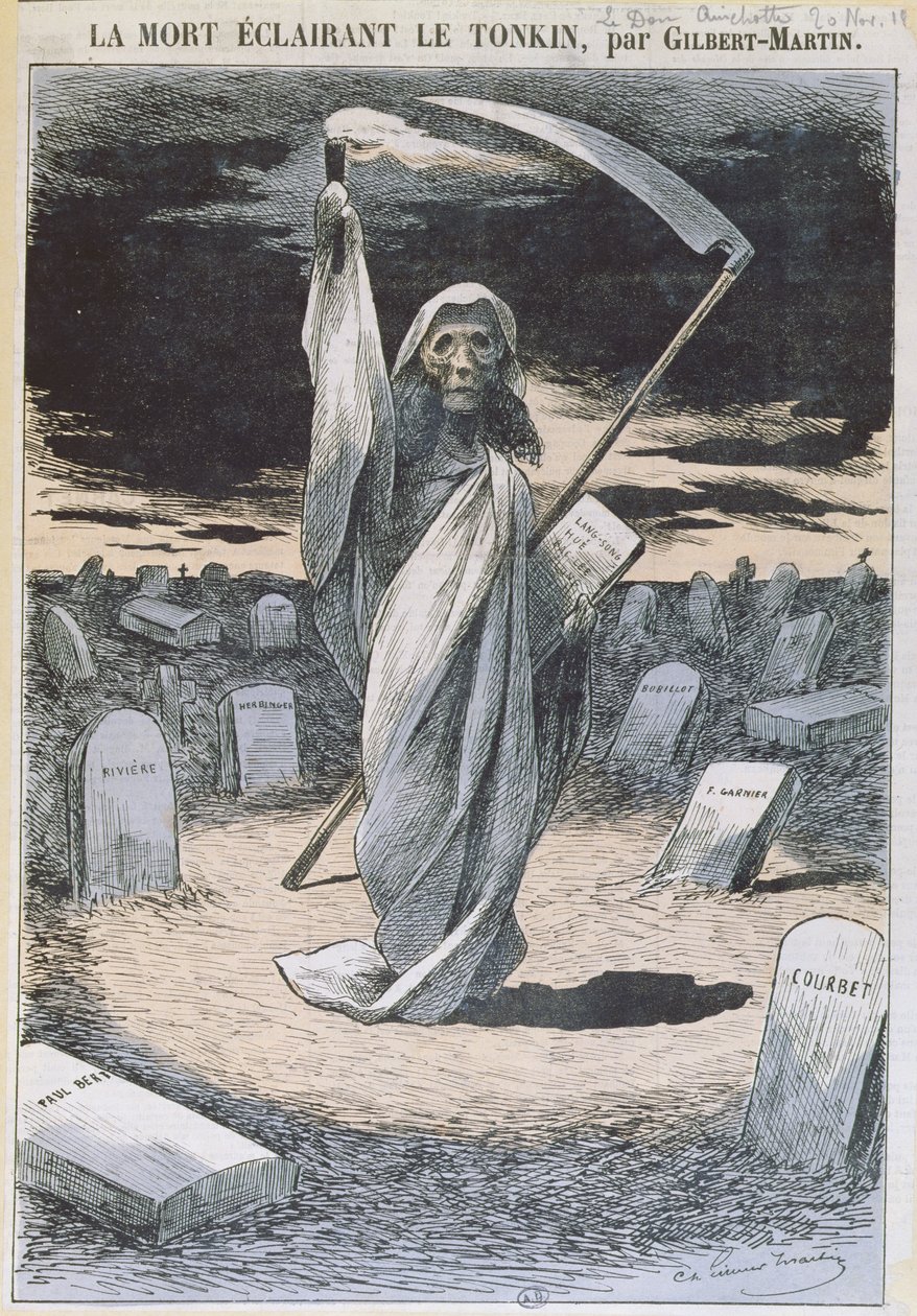 Smrt osvětlující Tonkina, ilustrace z časopisu "le Don Quichotte", 20. listopadu 1884 od Charles Gilbert Martin