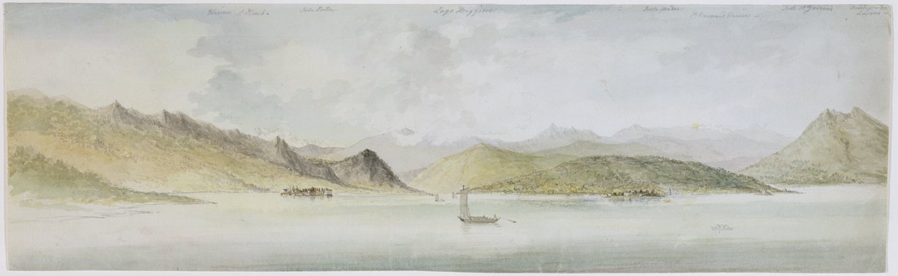 Lago Maggiore (wc, pero, inkoust a grafit na papíře) od Charles Gore