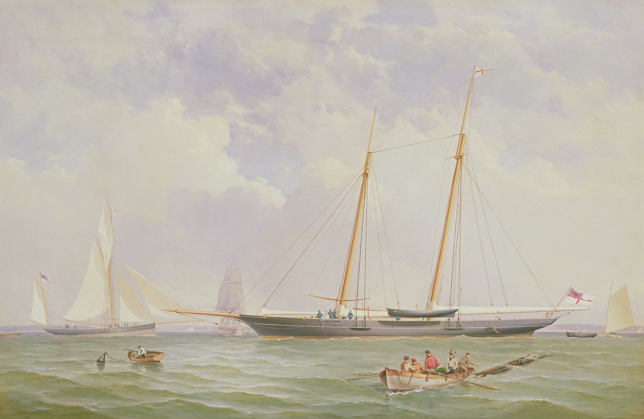 Portrét 110tunové královské jachtové eskadry Škuner „Viking“ z Needles, 1863 od Charles Gregory