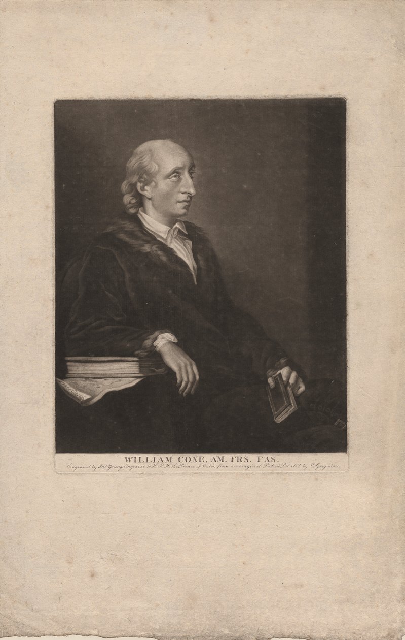 William Coxe, rytý John Young (1755-1825), kolem 1785 (mezzotinta) od Charles Grignion