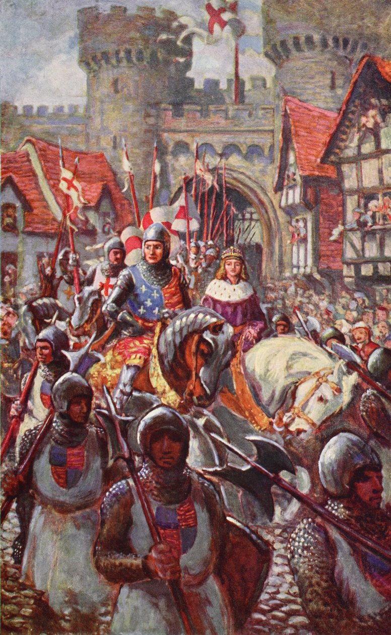 Edward V jede do Londýna s vévodou Richardem, 1483, ilustrace z 