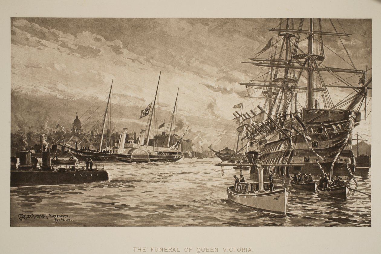 Pohřeb královny Viktorie, 1. února, z „The Illustrated London News“, 1901 od Charles John de Lacy