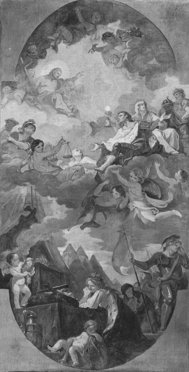 Apoteóza sv. Ludvíka, skica pro strop kostela San Luigi dei Francesi, Řím, 1754-56 od Charles Joseph Natoire