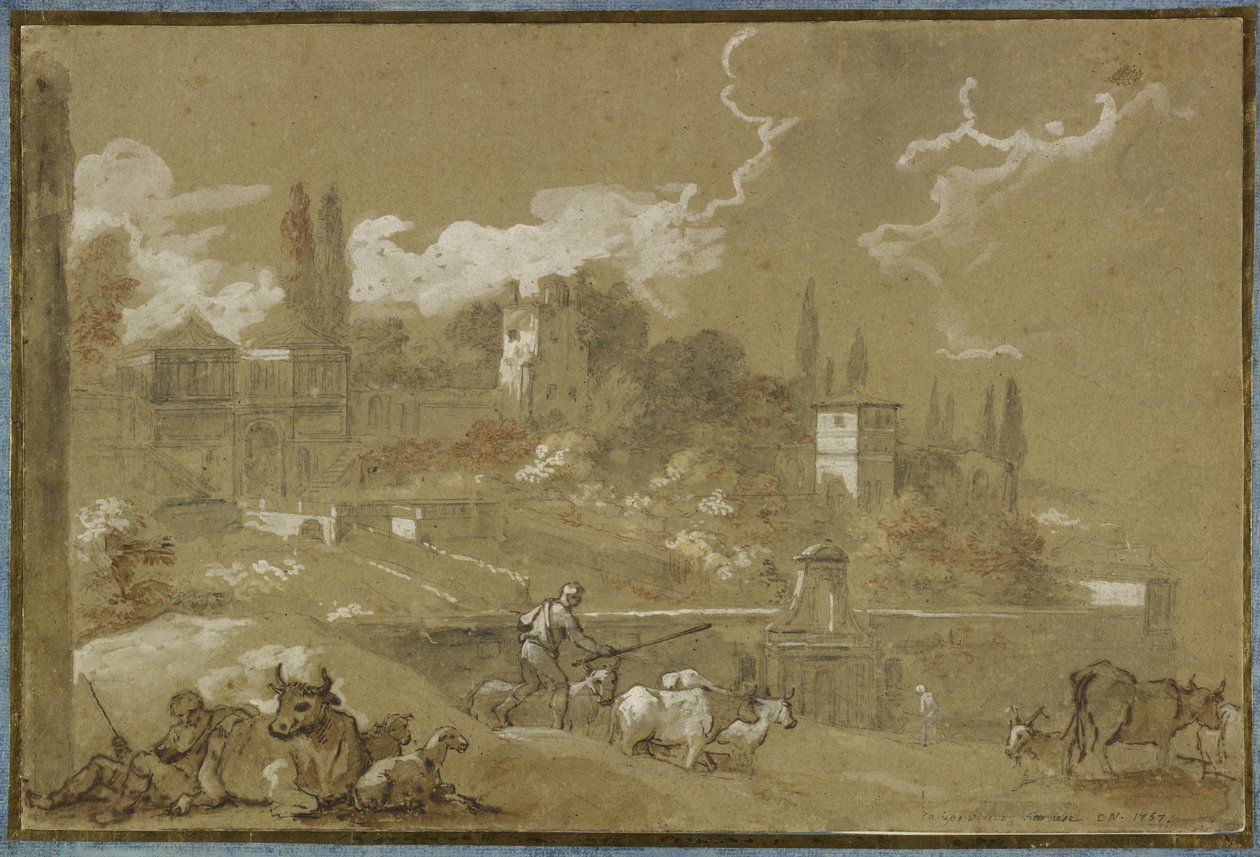 Pohled na Campo Vacino, Řím, 1767 od Charles Joseph Natoire