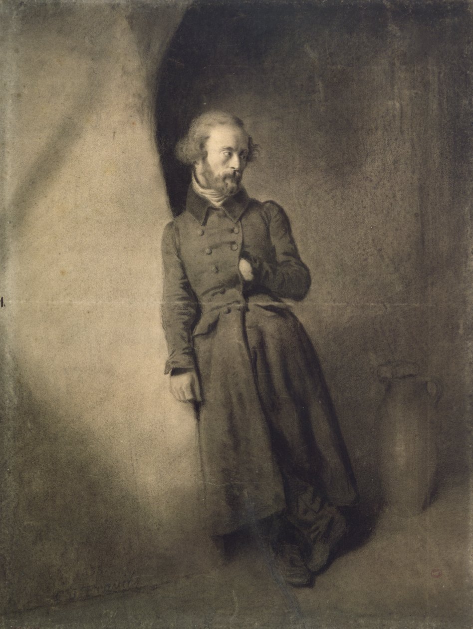 Armand Barbes (1809-70) ve vězení, 1835 (uhlí na papíře) od Charles Joseph Travies de Villiers