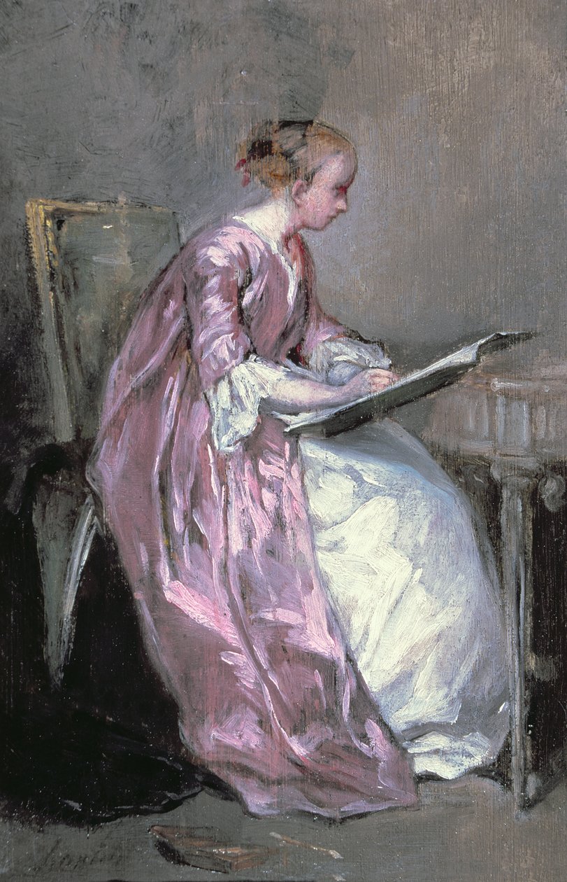 Kresba mladé dívky od Charles Joshua Chaplin