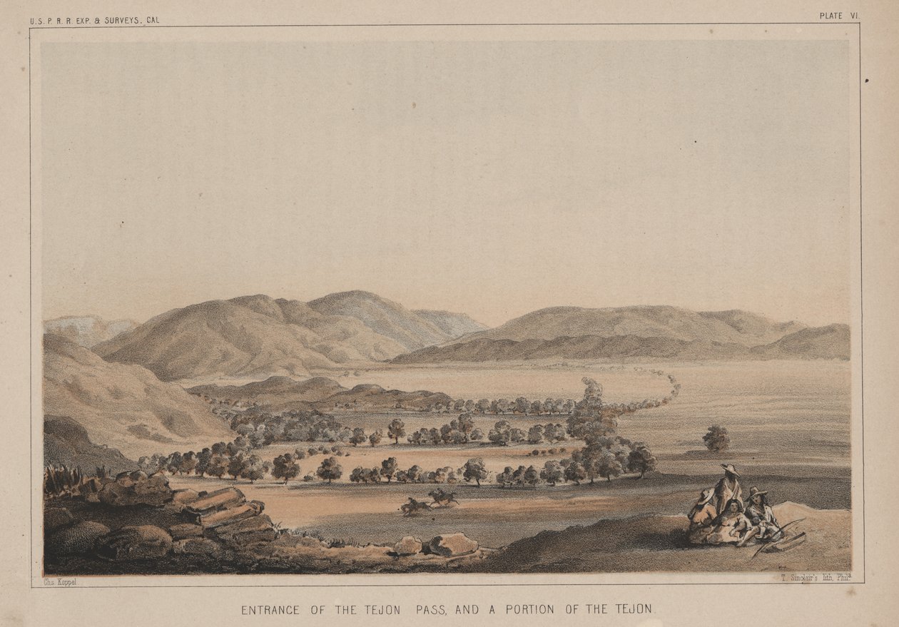 Vstup do průsmyku Tejon a část Tejonu, 1856 od Charles Koppel