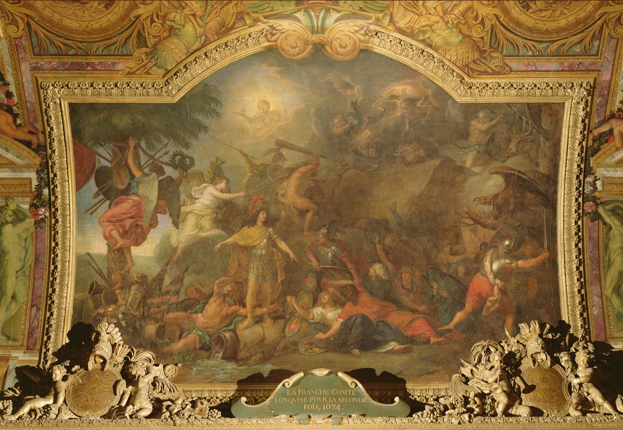 Franche-Comte dobyto podruhé, Stropní malba z Galerie des Glaces od Charles Le Brun