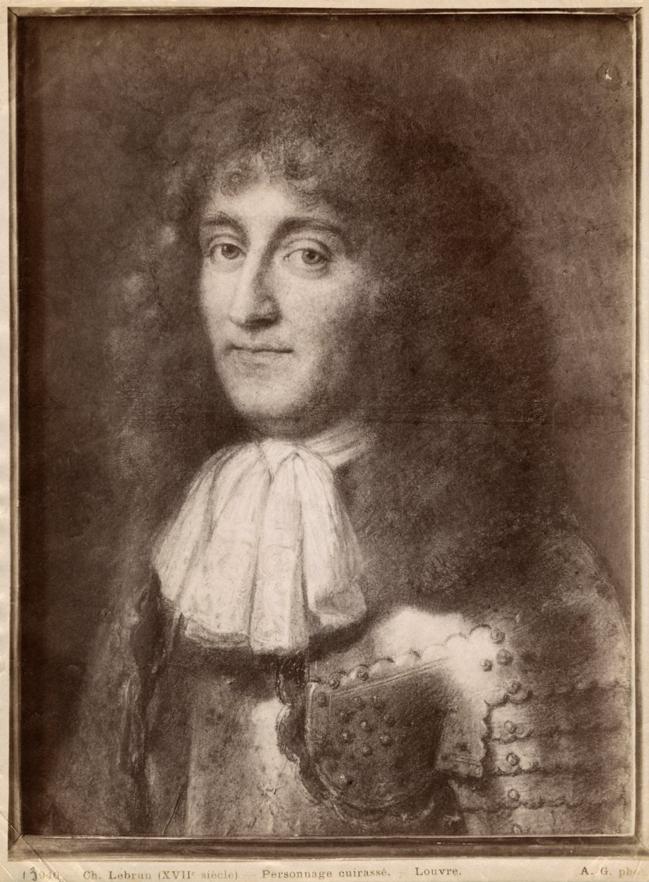 Portrét muže v brnění (pastel na šedém béžovém papíře) od Charles Le Brun