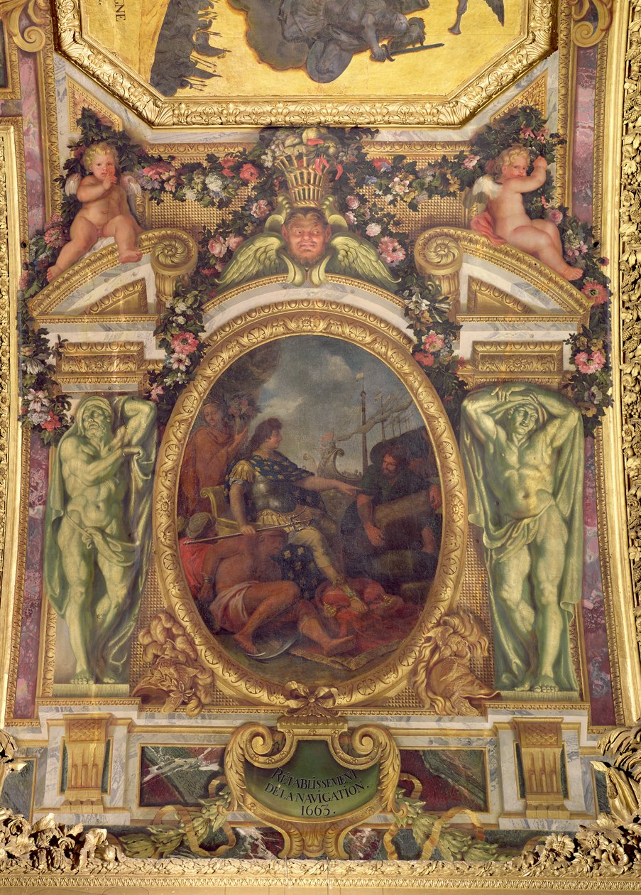 Obnovení plavebních práv v roce 1663, nástropní malba z Galerie des Glaces od Charles Le Brun