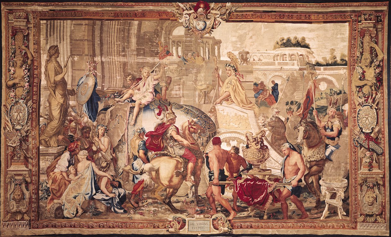 Vstup Alexandra III. (356-323 př. n. l.) Velikého do Babylonu, dílna gobelínů (tapisérie) od Charles Le Brun