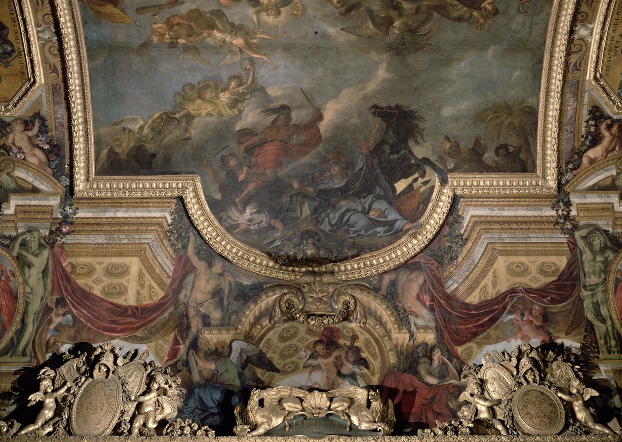 Král dobývá Maestricht za třináct dní v roce 1673, nástropní malba z Galerie des Glaces od Charles Le Brun