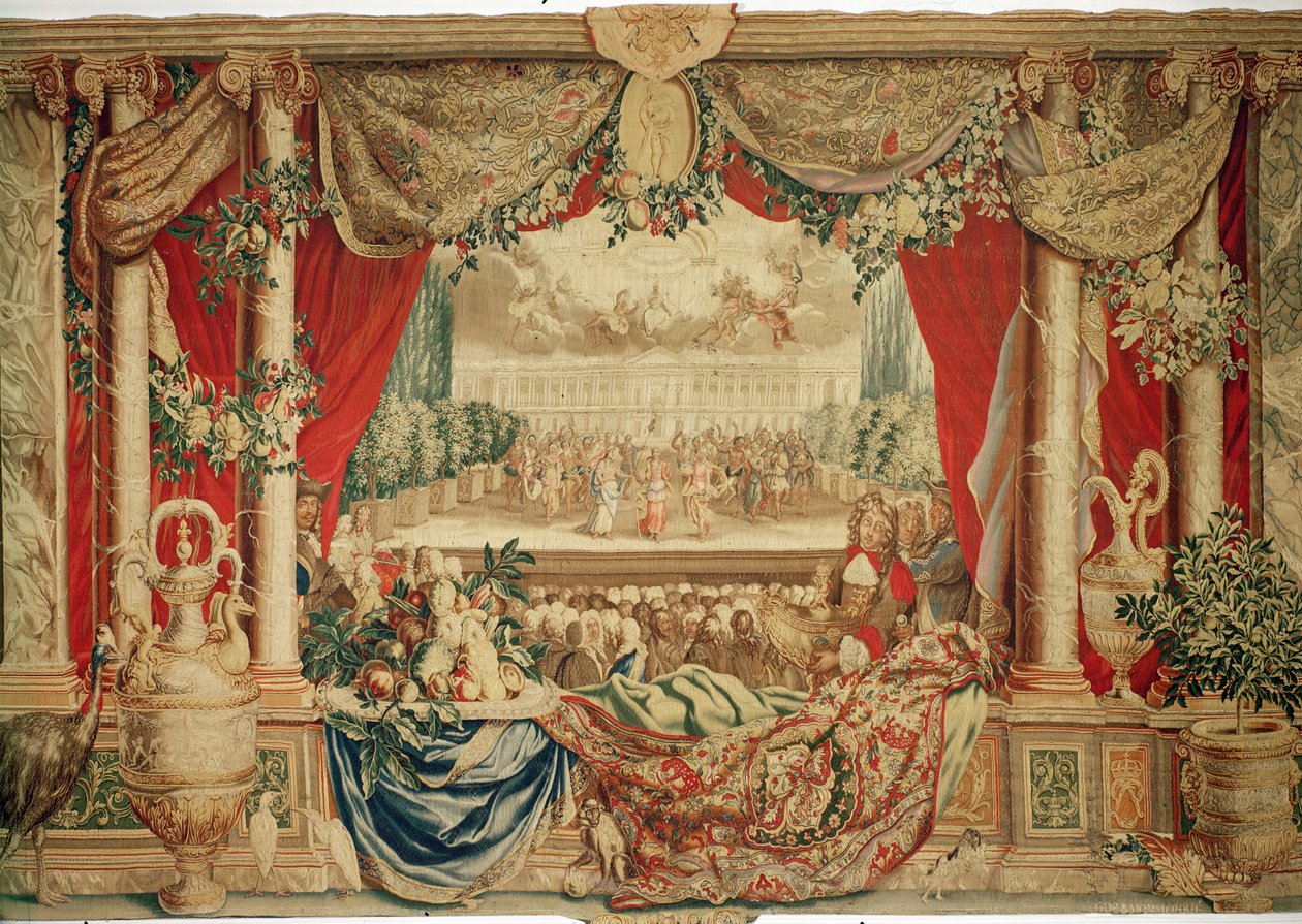 Měsíc leden Louvre, ze série tapiserií "Měsíce nebo královské rezidence", vyrobených v Gobelínské dílně pro Ludvíka XIV (tapiserie) od Charles Le Brun