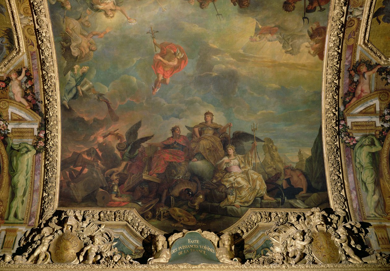Prosperující sousední mocnosti Francie, Stropní malba z Galerie des Glaces od Charles Le Brun