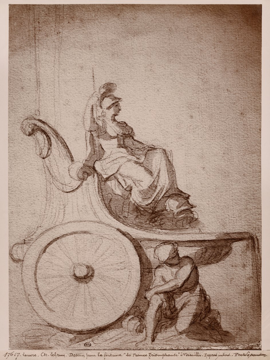 Triumfální Francie, kolem roku 1674 (pierre noire und grey wash na papíře) od Charles Le Brun
