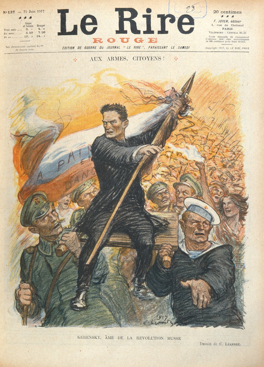 Karikatura Alexandra Kerenského (1881-1970), obálka francouzského časopisu "Le Rire", 30. června 1917 od Charles Leandre