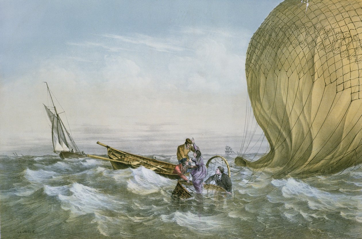 Záchrana horkovzdušného balonu, 1874 od Charles Leduc