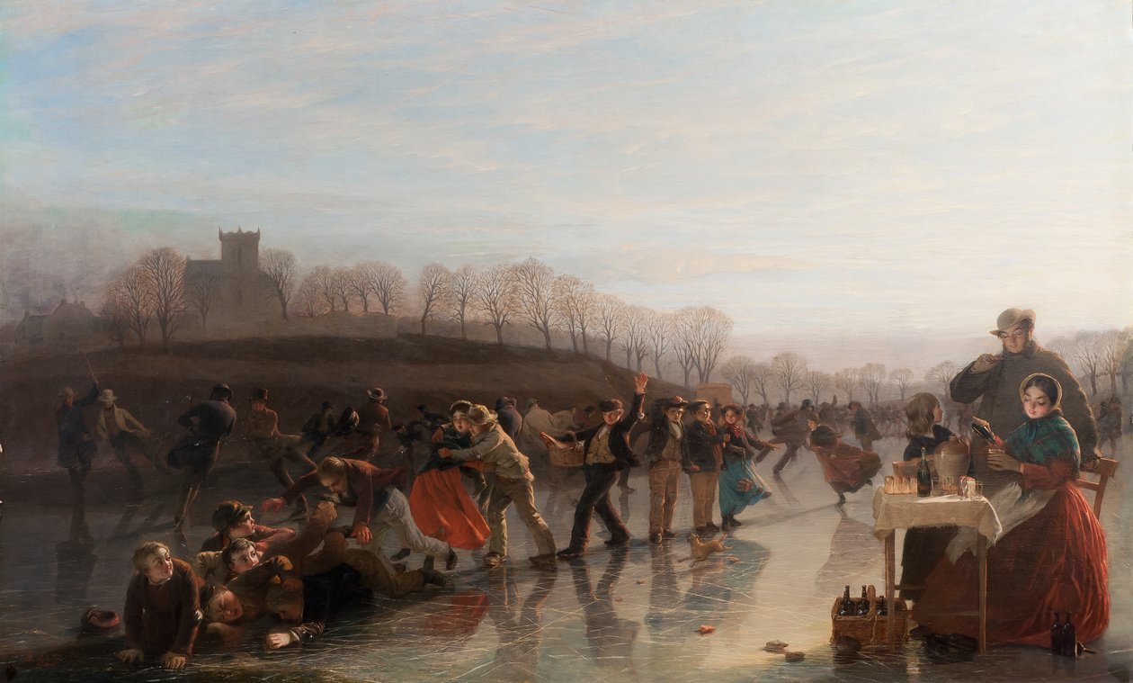 Klouzání na Linlithgow Loch, 1858 od Charles Lees
