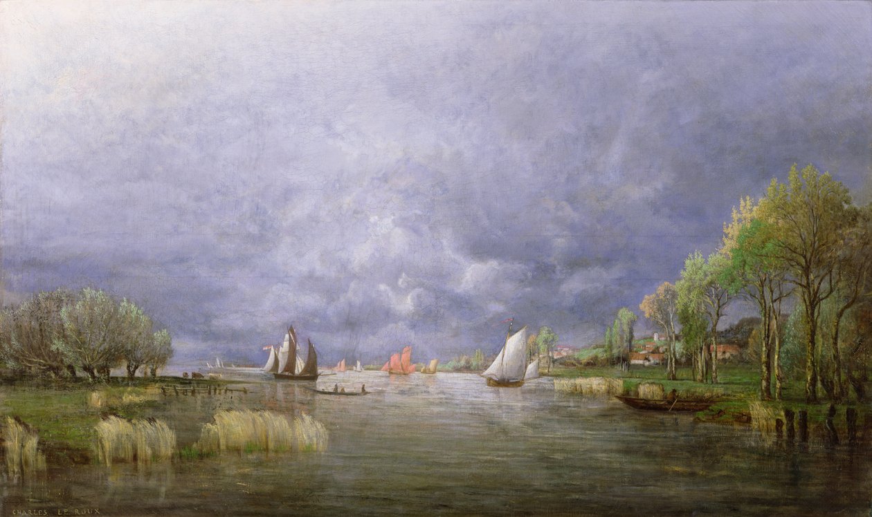 Banks of the Loire in Spring, Storm Effect, 1857 od Charles Leroux