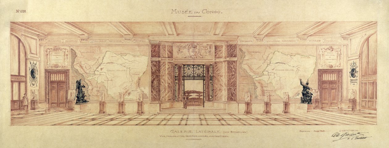 Laterální galerie Musee du Congo v Tervueren, 1909 od Charles Louis Girault