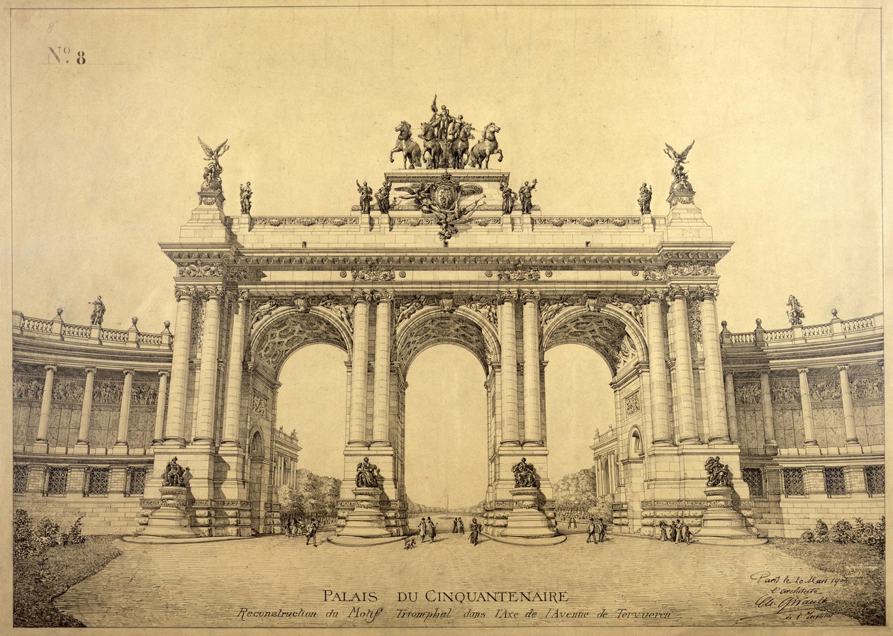 Triumfální oblouk Palais du Cinquantenaire, Brusel, 1906 od Charles Louis Girault