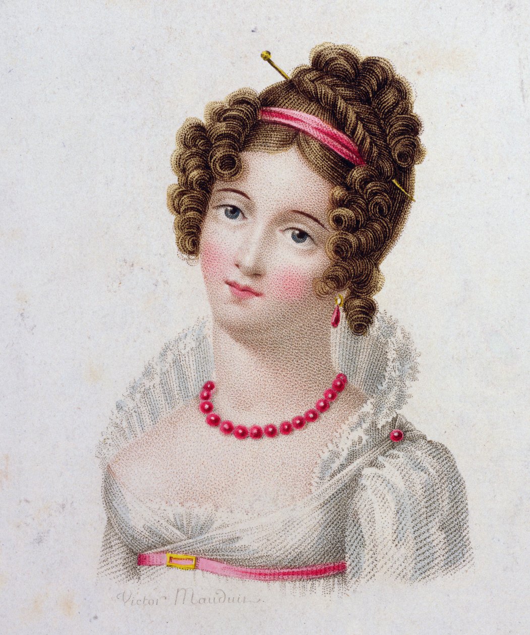 Indiferentní barevná rytina od Charles Louis Victor Mauduit