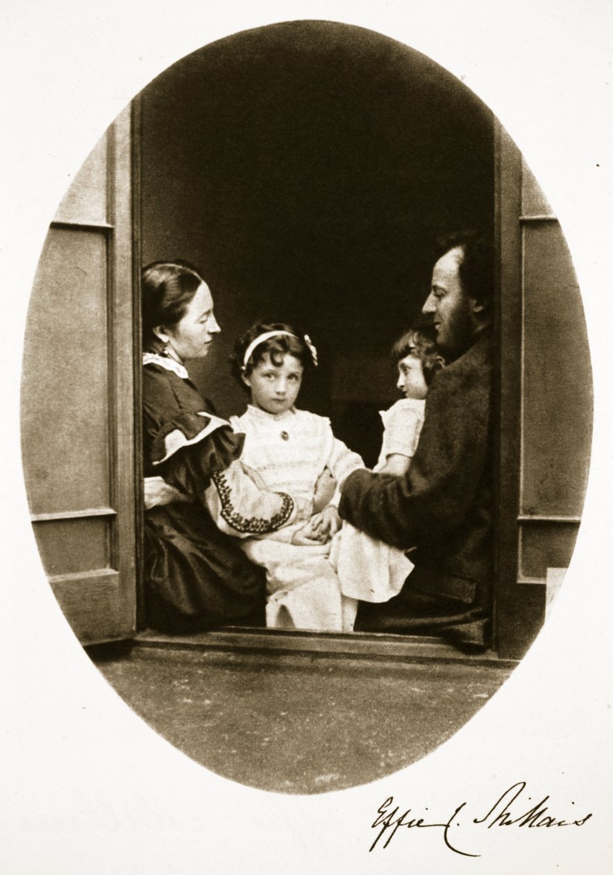 John Everett Millais s manželkou a dcerami, 21. července 1865 (sépiová fotografie) od Charles Lutwidge Dodgson