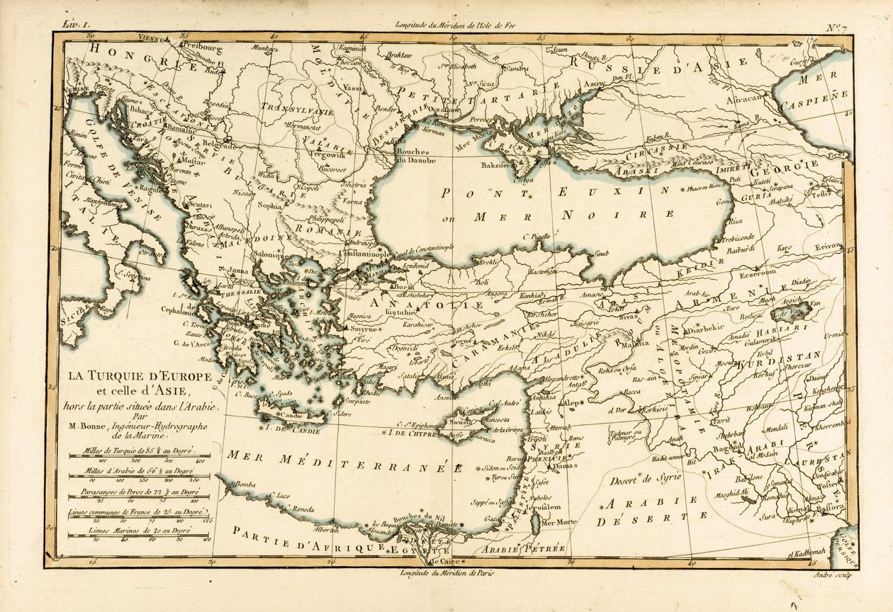 Turecko, z „Atlasu všech známých částí zemského světa“ od Guillauma Raynala (1713-96), vydaný v Ženevě, 1780 od Charles Marie Rigobert Bonne