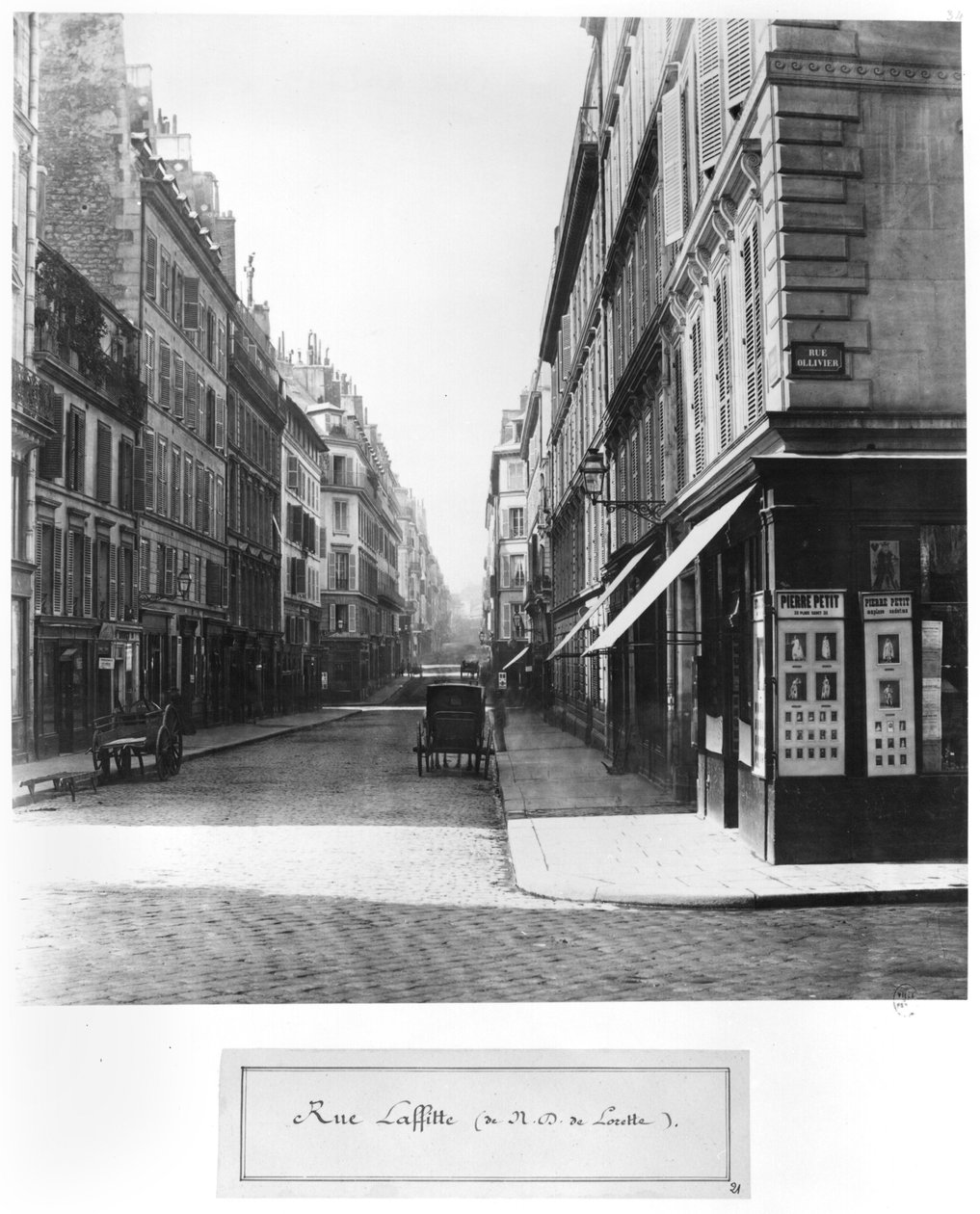 Rue Laffitte, z kostela Notre-Dame-de-Lorette, Paříž, 1858-78 od Charles Marville