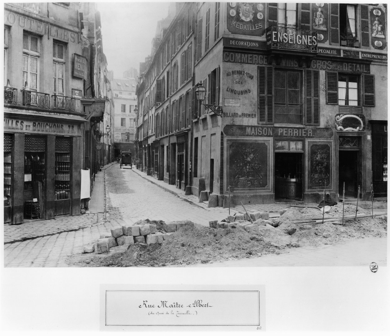 Rue Maitre Albert (z Quai de la Tournelle) Paříž, 1858-78 od Charles Marville