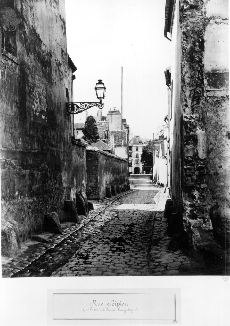 Rue de Scipion, z Rue des Francs-Bourgeois, Paříž, 1858-78 od Charles Marville