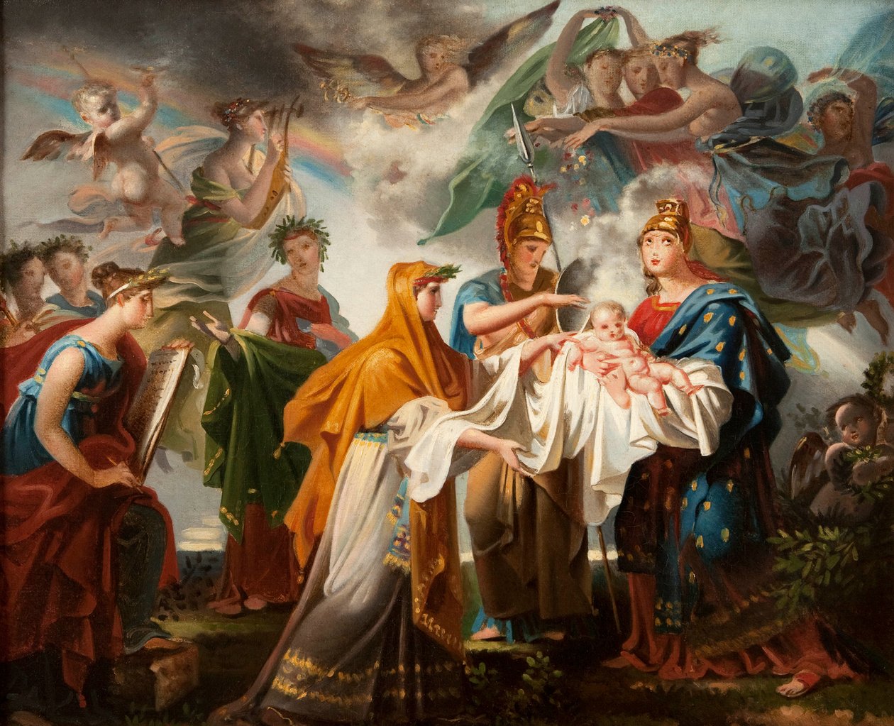 Alegorie narození římského krále, přejmenovaná po roce 1814 Alegorie narození Ludvíka XIV. od Charles Meynier
