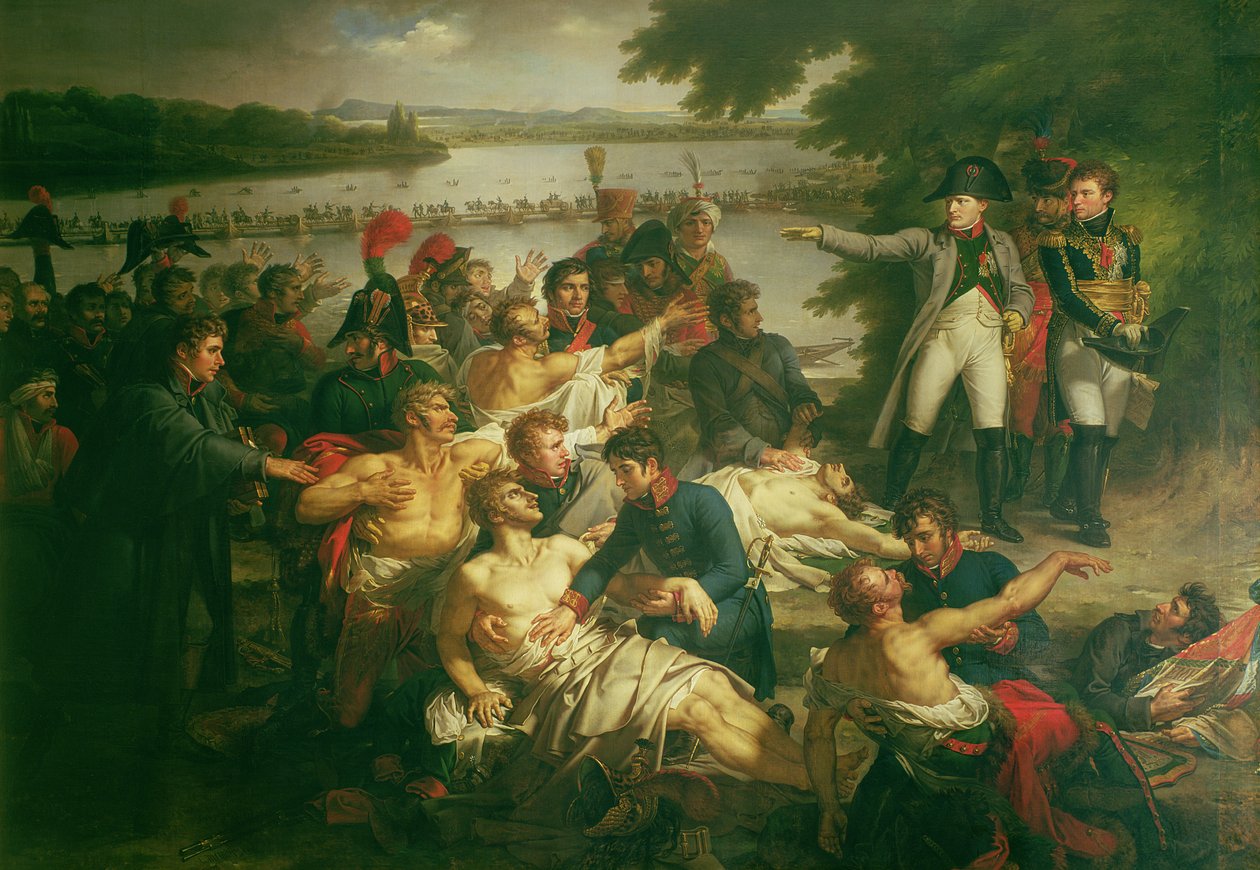 Návrat Napoleona (1769-1821) na ostrov Lobau po bitvě u Esslingu, 23. května 1809, 1812 od Charles Meynier