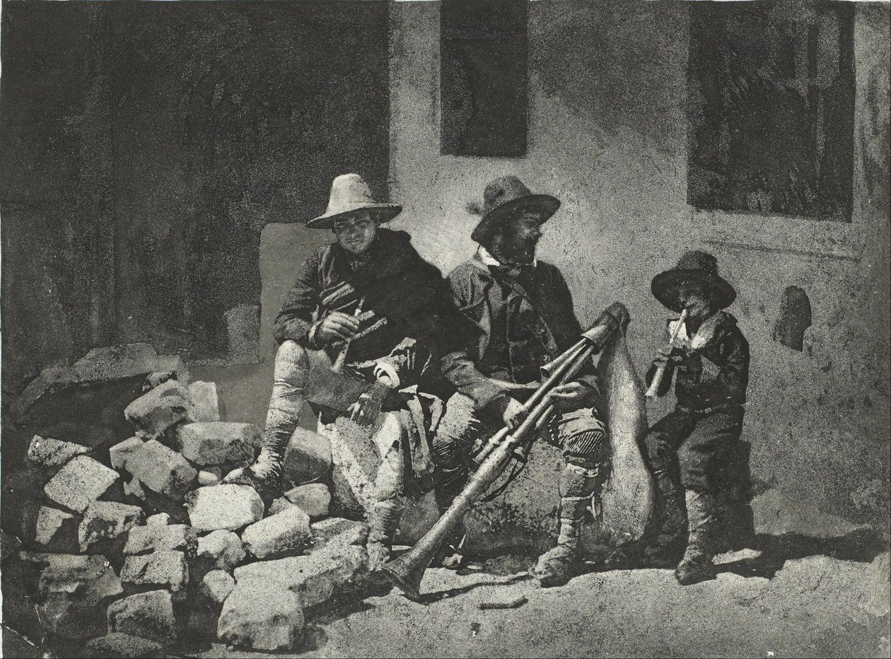 Pifférari Assis, italští pouliční muzikanti (ve dvoře, 21 Quai de Bourbon) od Charles Nègre