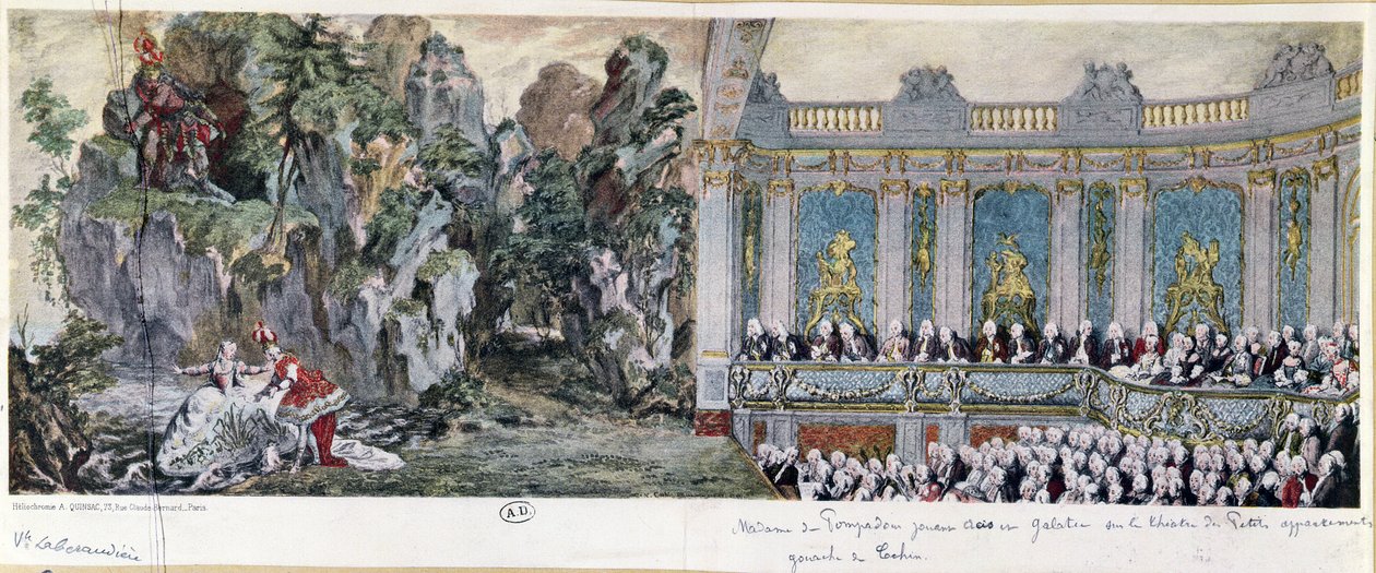Jeanne Antoinette Poisson (1721-64), markýza de Pompadour a vikomt de Rohan účinkující v opeře 