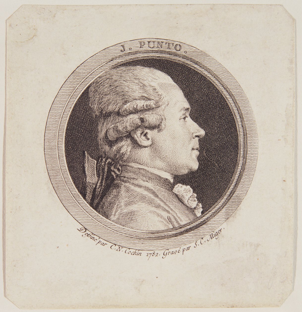 Portrét Giovanniho Punta (1746-1803) vyrytý Simonem Charlesem Migerem (1736-1820) 1782 od Charles Nicolas II Cochin