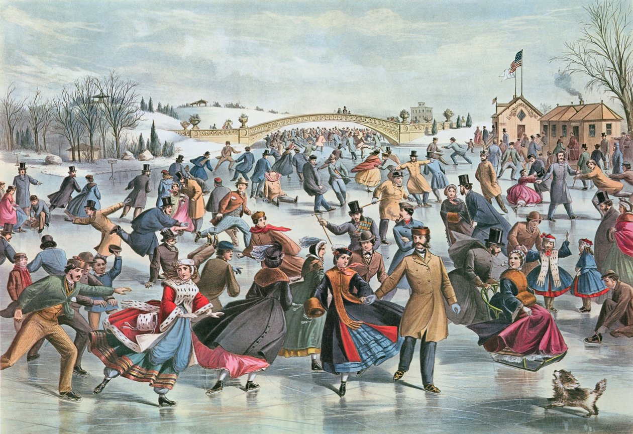 Zima na rybníku pro bruslení v Central Parku, 1862 od Charles Parsons