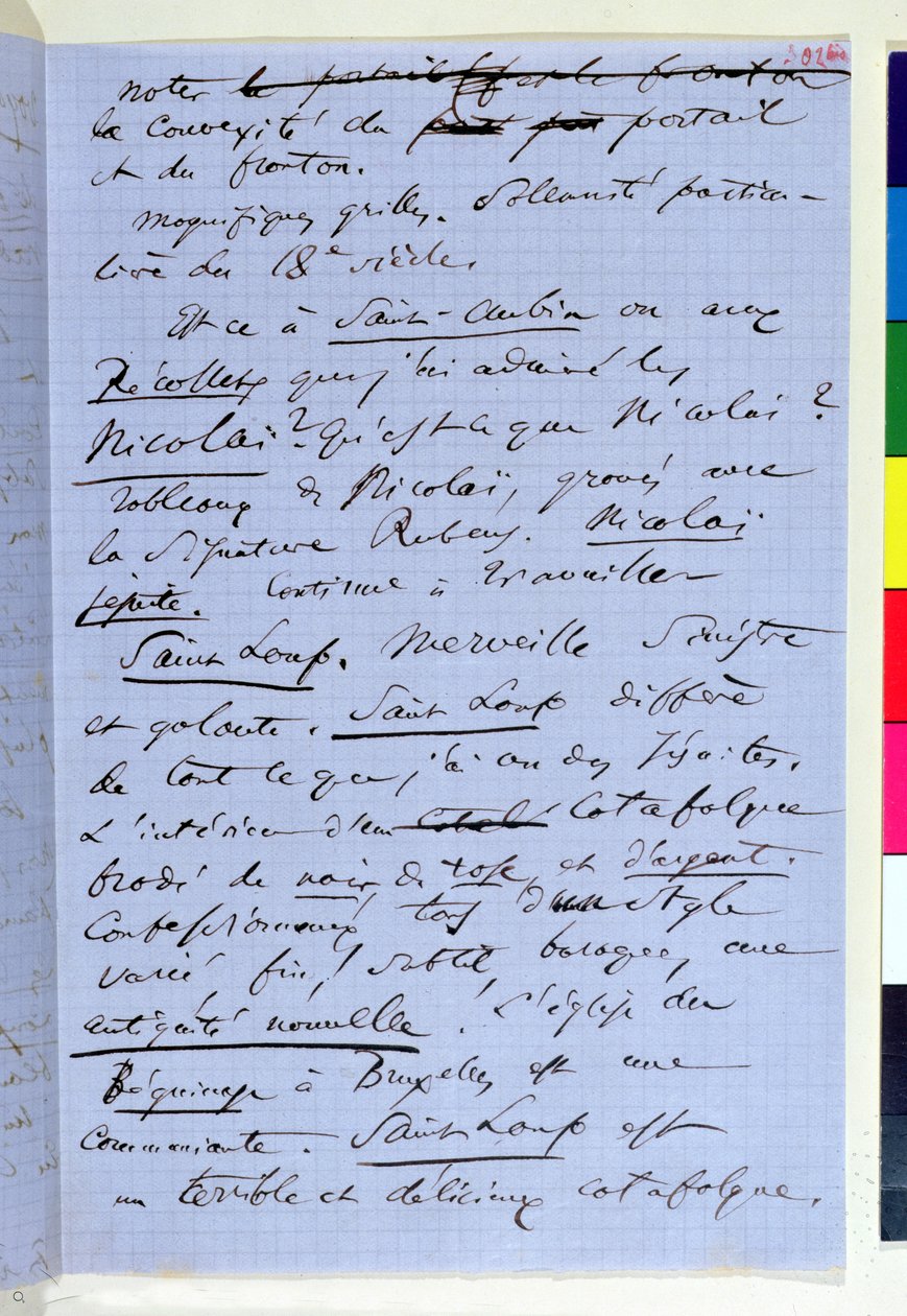 Strana 302bis Baudelairovy brožury „Pauvre Belgique“ popisující jeho cestu do Namuru, 1864 (inkoust na papíře) od Charles Pierre Baudelaire