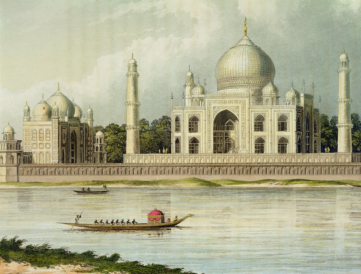 Tádž Mahal, hrobka císaře Shah Jehana a jeho královny, deska 25 z Malebné cesty po řekách Ganga a Jumna, vyrytý hospodou Thomasem Sutherlandem (b.c.1785). od Rudolfa Ackermanna, 18 od Charles Ramus Forrest