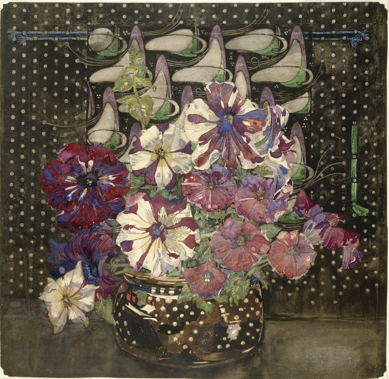 Petúnie, 1916 (wc a kvaš na papíře) od Charles Rennie Mackintosh